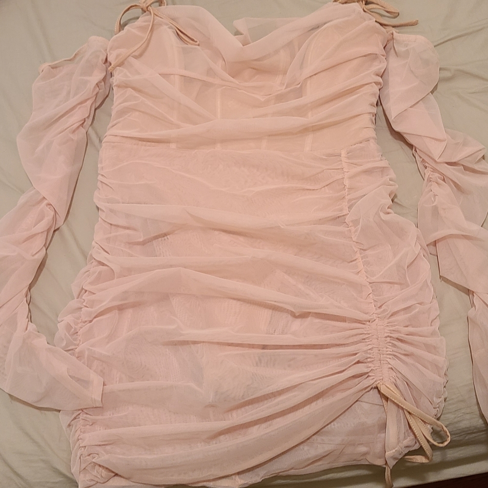 Oh Polly Tie Mesh Mini Dress